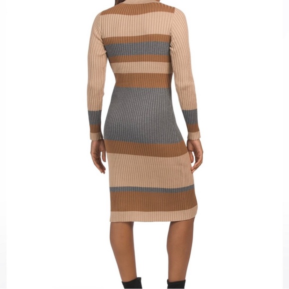 NORDSTROM TAYLOR MIDI LENGTH STRIPED RIBBED KNIT BUTTON DOWN DRESS S NWT - Picture 2 of 5